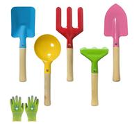 Jerhyun 5 Pezzi Attrezzi Giardinaggio Set, Attrezzi Giardino Attrezzi Manuali da Giardino con Paletta, Rastrello Guanti Giardinaggio, per Piante in Vaso, Balconi, Cura delle Aiuole Rinvaso(Verde)
