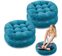 Jerify 4 cuscini rotondi da pavimento, 55 x 56 cm, per meditazione, per bambini e adulti, grandi cuscini per meditazione, per yoga, soggiorno, ufficio (acquamarina)
