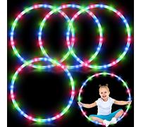Jerify Confezione da 4 Cerchi Luminosi a LED, per Bambini, Adulti, Bambini, luci incandescenti, per Fitness, Fitness, 10 Colori cangianti, per Bambini, Danza, Fitness Scuro (58 cm)