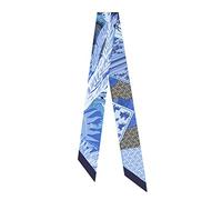 JERLA 100% Mulberry seta sciarpa testa capelli nastro maniglia avvolgere cravatta fascio sciarpa fazzoletto sciarpa per le donne, Carrozza blu scuro, Taglia unica