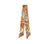 JERLA 100% Mulberry silk Scarf Head Hair Ribbon Bag scarf Handbag Handle wrap Tie Bundle Neckerchief Scarf for women (Dream bird orange)