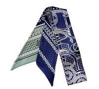 JERLA 100% seta di gelso sciarpa borsa avvolgere cravatta bundle capelli nastro sciarpa fazzoletto per donne uomini, Bandana Blu Navy, 33.5"×1.97"