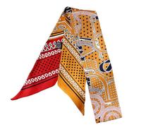 JERLA 100% seta di gelso sciarpa borsa avvolgere cravatta bundle capelli nastro sciarpa fazzoletto per donne uomini, Bandana Giallo, 34.7 inches x 1.97 inches