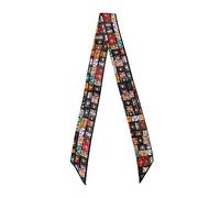 JERLA 100% seta di gelso sciarpa borsa sciarpa testa capelli nastro borsa maniglia avvolgere cravatta bundle sciarpa fazzoletto sciarpa per le donne, Griglia di colore, 45.67"X2.17"