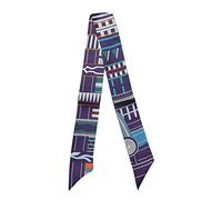 JERLA 100% seta di gelso sciarpa testa capelli nastro borsa maniglia avvolgere cravatta bundle sciarpa fazzoletto per donne uomini, Viola, 33.5"×1.97"