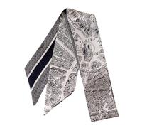 JERLA 100% seta di gelso sciarpa testa capelli nastro borsa maniglia avvolgere cravatta bundle sciarpa fazzoletto sciarpa per le donne, Paris City Beige, 33.5"×1.97"