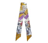 JERLA 100% seta di gelso sciarpa testa capelli nastro borsa maniglia avvolgere cravatta bundle sciarpa fazzoletto per donne uomini, Catena D Giallo, 33.5"×1.97"