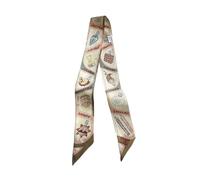 JERLA 100% seta di gelso sciarpa testa capelli nastro borsa maniglia avvolgere cravatta Bundle sciarpa fazzoletto per le donne, Gelato Cachi, 33.5"×1.97"