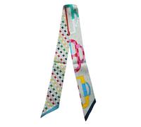JERLA 100% seta di gelso sciarpa testa capelli nastro borsa maniglia avvolgere cravatta Bundle sciarpa fazzoletto per le donne, Fibbia Moderna Blu, 33.5"×1.97"