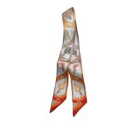 JERLA 100% seta di gelso sciarpa testa capelli nastro borsa maniglia avvolgere cravatta bundle sciarpa fazzoletto sciarpa per le donne, Gelato Arancia, 33.5"×1.97"