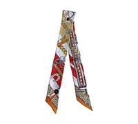 JERLA 100% seta di gelso sciarpa testa capelli nastro borsa maniglia avvolgere cravatta bundle sciarpa fazzoletto per donne uomini, Briglia Arancione, 33.5"×1.97"