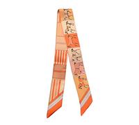 JERLA 100% seta di gelso sciarpa testa capelli nastro borsa maniglia avvolgere cravatta bundle sciarpa fazzoletto sciarpa per donne, cavallo arancione