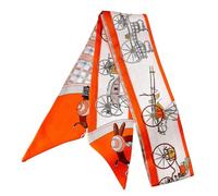 JERLA 100% seta di gelso sciarpa testa capelli nastro borsa maniglia avvolgere cravatta bundle sciarpa fazzoletto sciarpa per donne uomini, Arancione Cavallo, 33.5"×1.97"