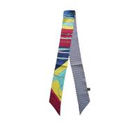 JERLA 100% seta di gelso sciarpa testa capelli nastro borsa maniglia avvolgere cravatta bundle sciarpa fazzoletto sciarpa per le donne, Cerchio Catena Blu Navy Verde, 33.5"×1.97"