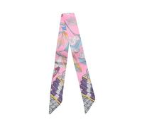 JERLA 100% seta di gelso sciarpa testa capelli nastro borsa maniglia avvolgere cravatta bundle sciarpa fazzoletto sciarpa per donne uomini, Ramo Rosa, 33.5"×1.97"
