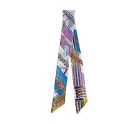 JERLA 100% seta di gelso sciarpa testa capelli nastro borsa maniglia avvolgere cravatta bundle sciarpa fazzoletto sciarpa per donne uomini, Briglia Viola, 33.5"×1.97"