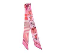 JERLA 100% seta di gelso sciarpa testa capelli nastro borsa maniglia avvolgere cravatta sciarpa sciarpa foulard sciarpa per donne, cavallo rosa, 85,9 x 4,9 cm