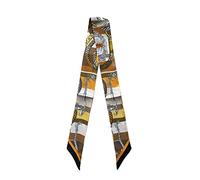 JERLA 100% seta di gelso sciarpa testa capelli nastro borsa sciarpa borsa maniglia avvolgere cravatta bundle sciarpa fazzoletto sciarpa per le donne, Senape Scettro, 33.5"×1.97"