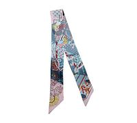 JERLA Jar Sciarpa di Seta del Nastro dei Capelli, Blu e Rosa, 33.5"×1.97" Unisex Adulto