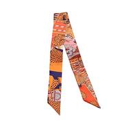 JERLA Sciarpa 100% seta di gelso con nastro per capelli e borsa, arancione, 33.5"×1.97"