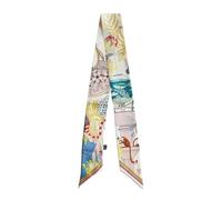JERLA Sciarpa in 100% seta di gelso, per capelli, borsa, maniglia, cravatta, foulard, sciarpa da donna (mondo degli animali bianco crema)