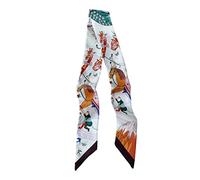 JERLA Sciarpa in 100% seta di gelso, per capelli, borsa, sciarpa, borsa, maniglia, cravatta, sciarpa, fazzoletto da collo, sciarpa da donna (cavallo bianco), Cavallo Bianco, 33.5"×1.97"