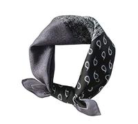 JERLA - Sciarpa per capelli, da uomo, piccola, quadrata, 100% seta di gelso, 21 x 21 cm - Nero - Taglia unica