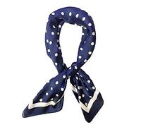 JERLA Sciarpa quadrata da donna in raso di seta come sciarpa Fashion modello grande sciarpa per capelli avvolgere foulard 88,9 x 88,9 cm, Blu navy a pois, Large