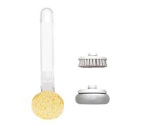 Jerliflyer 3 in 1 Long Handle Dish Brushes Set, Versatile Kitchen Cleaning Tool for Pots, Pans, and Dishes with Sponge Scrubber (Transparent White)
