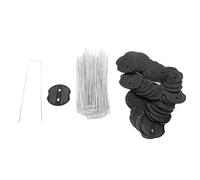 Jerliflyer Garden Landscape Staples Set 40Pcs U Shaped Iron Stakes and 40Pcs Plastic Gasket Set for Securing Lawn Fabric
