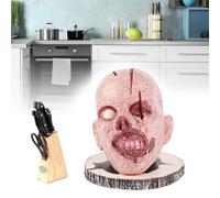 Jerliflyer Knife Block Without Knives, Life Size Skull Shaped Skull Knife Holder Decor Horror Kitchen Storage Rack Kitchen Fruit Rack Decoration Scary Party Fruit Skeleton