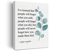 JerLoe Stampa artistica da parete motivazionale con citazione motivazionale "I 've Learned That People Will Never Forget How You Made Them Feel Maya Angelou", stampa su tela con citazione positiva