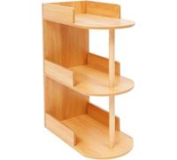 Jerool Mensola angolare a 3 ripiani in legno con ringhiera di sicurezza, scaffale angolare autoportante effetto legno, adatto per camera da letto, studio, uffici