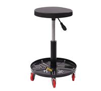 Jerool Panchina da officina, sedia a rotelle, seduta con cuscinetto in gel, sgabello girevole con ruote scorrevoli e vano portaoggetti, regolabile in altezza 43-58 cm