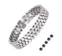 JEROOT Bracciale magnetico da donna in titanio, 3 file di bracciali in ematite per la salute delle donne con strumento di determinazione della taglia, bracciale magnetico da donna Energetix（3500 Gauss