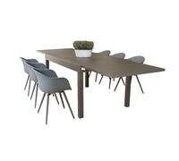 JERRI - set tavolo in alluminio cm 135/270 x 90 x 75 h con 6 Poltrone Dynamo