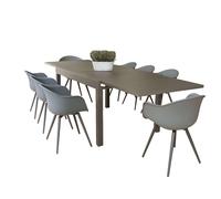 JERRI - set tavolo in alluminio cm 135/270 x 90 x 75 h con 8 Poltrone Dynamo