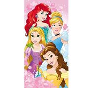 Jerry Fabrics 17TW197 Asciugamano Disney Princess, 100% Cotone, Rosa, 140x70x0.5 cm