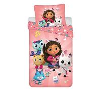 Gabbys Casa Delle Bambole Rosa Set Copripiumino Singolo Ue Misura Cotone Bambine