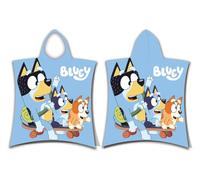 Jerry Fabrics Bluey - Asciugamano poncho per ragazzi o ragazze, con cappuccio, per bambini, 50 x 115 cm, per piscina e spiaggia