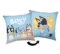 Jerry Fabrics Bluey & Bingo - Cuscino reversibile, 40 x 40 cm, con licenza ufficiale, morbido e accogliente, design double-face, ideale per camera da letto, divani e idee regalo