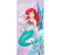 Jerry Fabrics Disney Ariel La Sirenetta Telo da spiaggia 70 x 140 cm | morbido e assorbente 100% cotone Asciugamano da bagno per bambini | design rosa vivace | ad asciugatura rapida e leggero | Regalo
