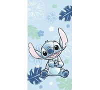 Jerry Fabrics Disney Lilo & Stitch "Ohana Blue" telo da spiaggia e da bagno | Grande 70 × 140 cm | Morbido e assorbente 100% spugna di cotone | Telo da bagno per bambini, piscina e spiaggia | Design
