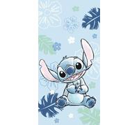 Jerry Fabrics Disney Lilo & Stitch "Ohana Blue" telo da spiaggia e da bagno | Grande 70 × 140 cm | Morbido e assorbente 100% spugna di cotone | Telo da bagno per bambini, piscina e spiaggia | Design