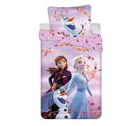 Jerry Fabrics Frozen - Set di biancheria da letto per bambini, copripiumino 140 x 200 cm + federa 70 x 90 cm, in cotone Öko-Tex Standard per ragazze Frozen Regina di ghiaccio Anna Elsa Olaf