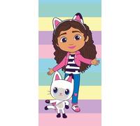 Jerry Fabrics Gabby's - Telo mare per casa delle bambole grande, 70 x 140 cm, morbido e assorbente, 100% cotone, design multicolore vivace, telo da bagno, piscina e spiaggia, ad asciugatura rapida e