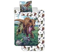 Jerry Fabrics Jurassic World, set da 3 pezzi, 100% cotone, copripiumino 140 x 200 cm + federa 65 x 65 cm + lenzuolo 90 x 200 cm