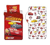 Jerry Fabrics Parure da Letto Cars 140x200 cm - 3 Pezzi 100% Cotone: Copripiumino + Lenzuolo con Angoli + Federa 50x70cm - Biancheria da Letto per Bambini