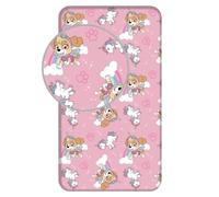 Jerry Fabrics Paw Patrol Sky, lenzuolo con angoli elasticizzati, 90 x 200 + 25 cm, 100% cotone, colore: rosa