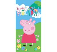 Jerry Fabrics Peppa Wutz Asciugamano Telo Mare Telo Spiaggia Peppa Pig "Pronta per la Mia Vacanza" per Bambini, Adolescenti, 70 x 140 cm, 100% Cotone